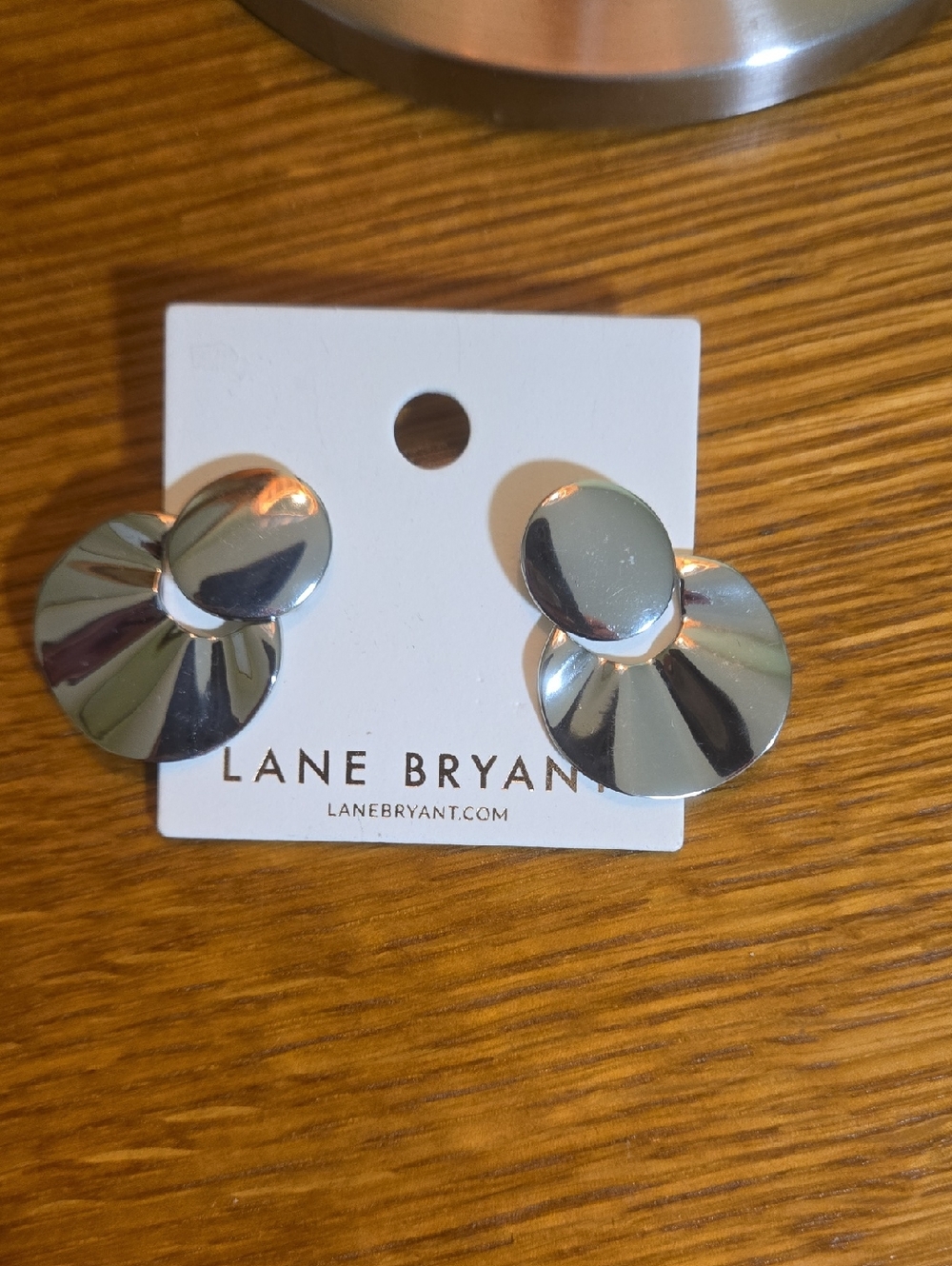 Lane Bryant Silver Sculpted Double-Disc Earrings